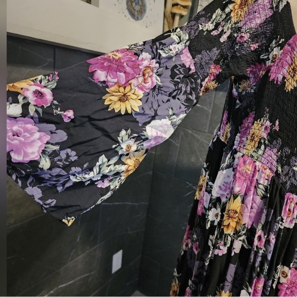 torrid Floral Black Pink Floral Figure Flattering Billowy Skirt Challis Dress 2X - Picture 10 of 16